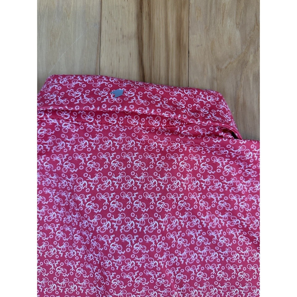 1764 "Gear Up" Hibiscus Golf Active Polo Men's Small Bicycle AOP - Picture 7 of 7